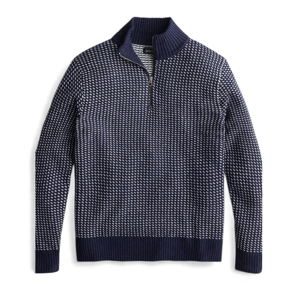 J.CREW Rugged Merino Wool Birdseye Half-Zip Sweater